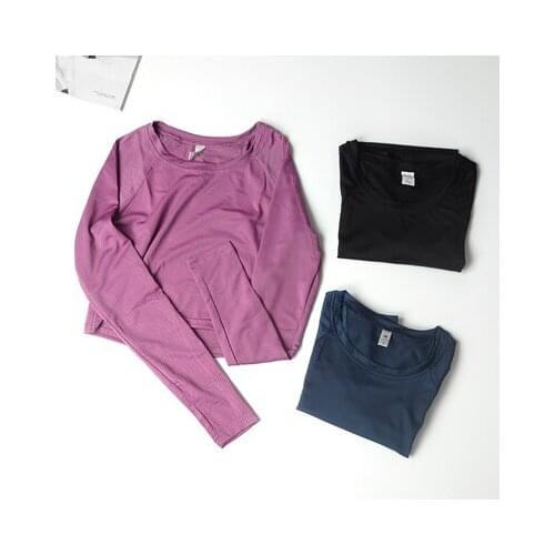 Autumn Athletic Sport Shirts Umbilicus Exposure Long Sleeve Fitness T-Shirt Yoga Crop Tops Thumb Gym Workout Sweatshirts Casual