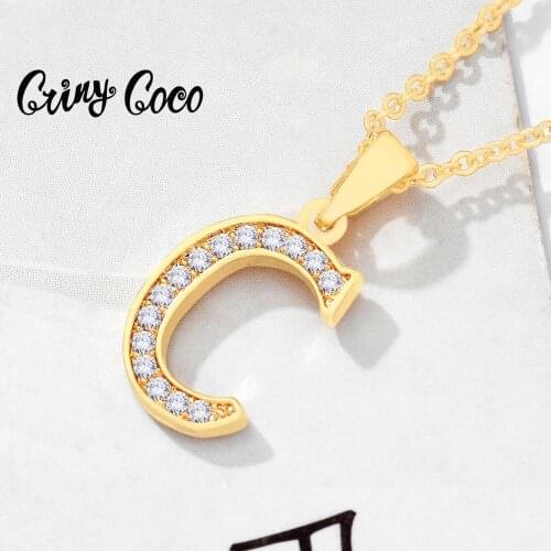Gold Plated Summer Letter C Pendant & Necklaces High Quality CZ Chain Choker Necklace Wholesale Presents for Women Kids
