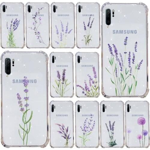Simple Lavender Purple Flowers Phone Case Transparent Clear For Samsung Galaxy A71 A21s S8 S9 S10 plus note 20 ultra