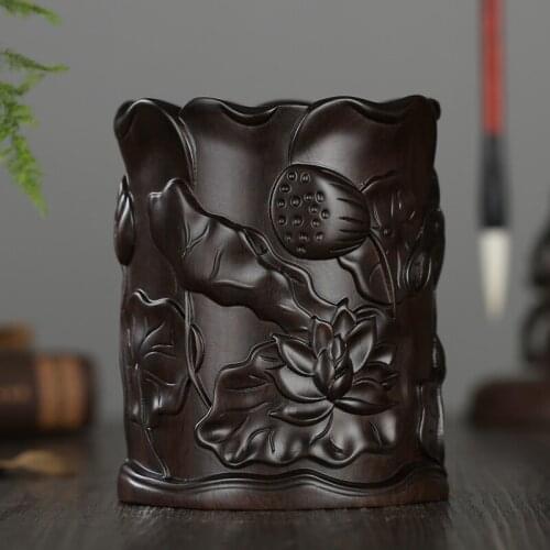 Carved style pen holder crafts Decoration lotus pen holder cosmetics storage tube pen container(A002)