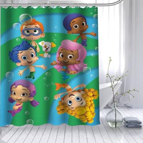 ShunQian HOT SALE Bubble Guppies Shower Curtain Polyester Fabric 12 Hooks For The Bathroom Waterproof Mildew Funy Bath Curtain