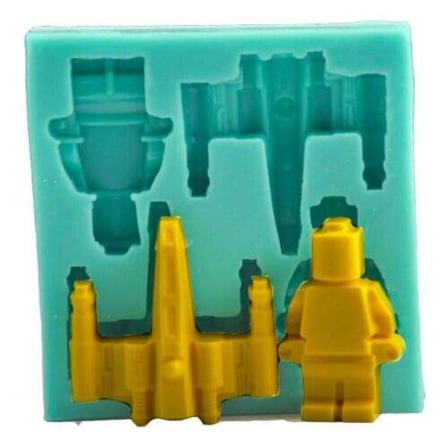 Robot rocket silicone fandont mold Silica gel moulds Robot rocket Chocolate molds candy mould silicone molds gumpaste moulds