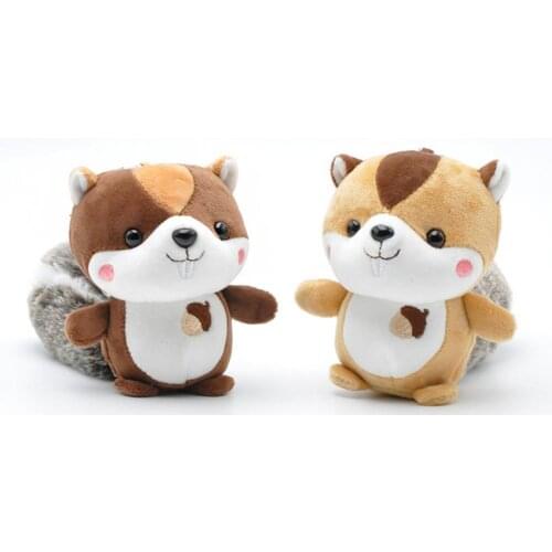 Cute Long Tail Squirrel Hanging Plush Doll Keychain Ring Key Holder Bag Ornament Kid Stuffed Animal Toy for Children Gift