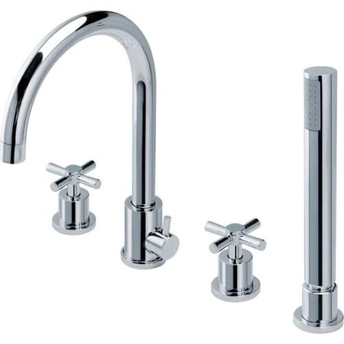 Bathroom Products Solid Finishing Hot And Cold 4 Holes 2 Handles Pcs Bathtub Faucet Taps Mixer BF995