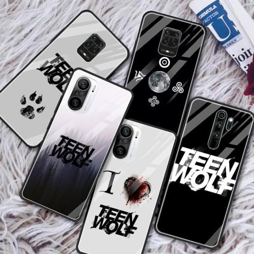Glass Case For Redmi Note 10 9 9T 9S 8 8T 7 9A 8A K30 K40 Pro Max 5G Silicone Shell Black Cover Teen Wolf
