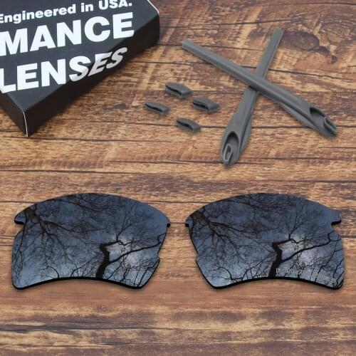 ToughAsNails Resist Seawater Corrosion Black Polarized Replacement Lenses and Gray Ear Socks & Nose Pads for Oakley Flak 2.0 XL