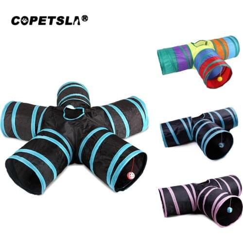 Cat Tunnel Toy Funny Pet 3/5 Holes Play Tubes Balls Collapsible Crinkle Kitten Toys Puppy Ferrets Rabbit Play Dog Channel Tubes