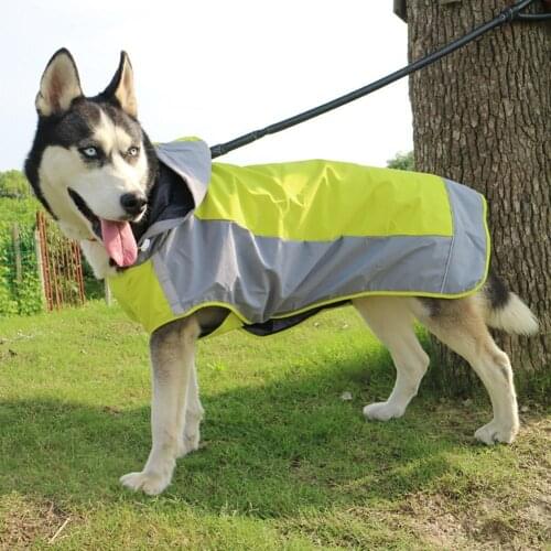Pet Dogs Waterproof Windproof Reflective Hooded Raincoat Poncho Rain Jacket Coat