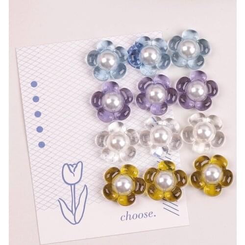 Japanese Genki Retro Color Sun Flower Resin Pearl Banmaru DIY Handmade Jewelry Fitting Earring Earring Material