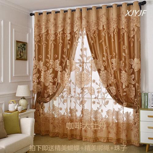 1pcs New European Luxury High-end Punch Curtains Bedroom Living Room Bay Window Balcony Shading Rental House Shade Cloth F8477