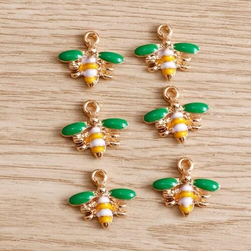 10pcs/lot 18*16mm Colorful Cute Enamel Bee Charms for Making Pendants Necklaces Bracelets DIY Handmade Jewelry Making Crafting