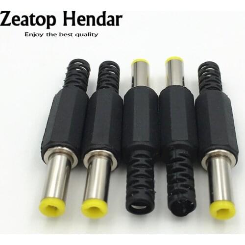 250Pcs 5.5mm X 2.5mm DC Power Cable Male Plug Connector Yellow Head Adapter Plastic Soldering Connectors