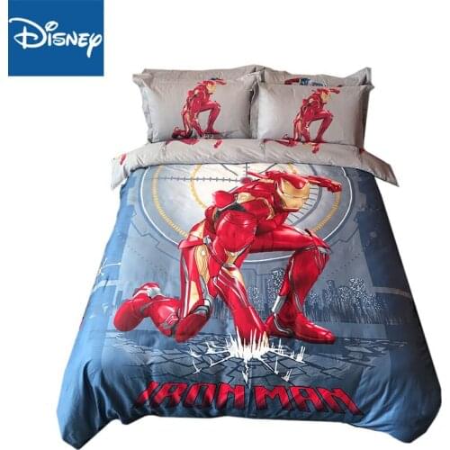 3D marvel iron man queen size comforter cover sets boys cartoon home textile egyptian cotton bedding disney bed linen 3-4pcs