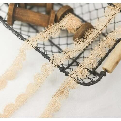 5 Meters/lot 2.5cm Width Cute Champagne Apricot Water Soluble Lace Trim Flower Lace Applique Craft Sewing Supplies