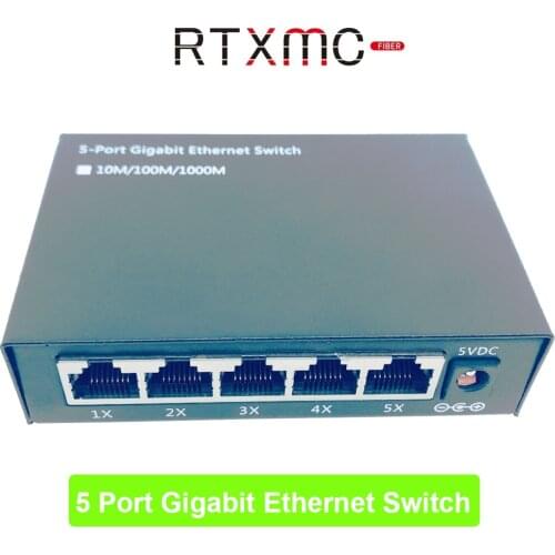 5 Port 10/100/1000Mbps Gigabit Ethernet Switch metal case 5V Support for Ethernet Hub IP Camera