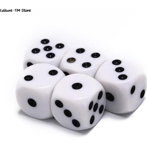 5Pcs/Lot 16mm Drinking Dice Acrylic White Round Corner Hexahedron Dice Club Party Table Playing Games RPG Dice Set