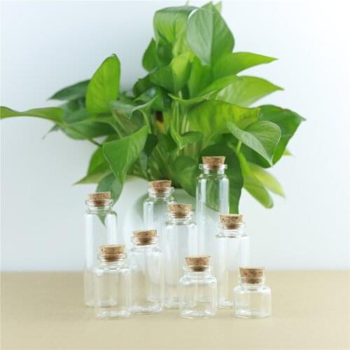 50pcs/Lot DIY Mini Glass Bottles Wishing Cork Crafts Jars Cork Stopper 30mm Diameter Transparent Empty Glass Bottles
