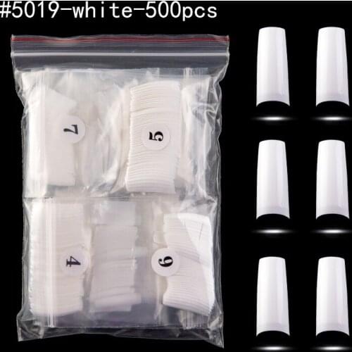 500Pcs/Bag Professional White Natural Clear French False Nail ABS Acrylic Nail Tips UV Gel Nail Polish DIY Salon Manicure Tools