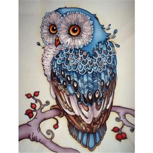 5D DIY Diamond Painting Owl Cross Stitch Beautiful Blue Owl Animal Needlework Home Decorative 3D Full Square Diamond Embroidery