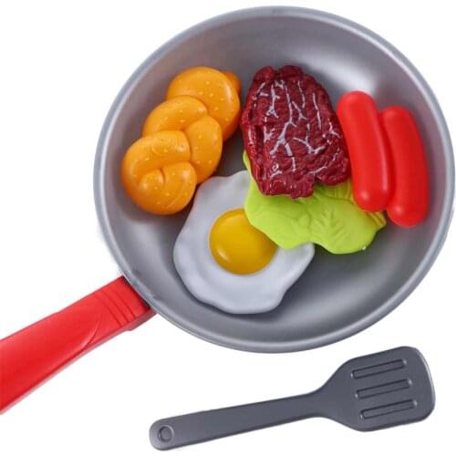 7PCS Children Pretend Play Kitchen Toy Set Miniature Kitchen Simulation Food Cookware Pot Pan Cooking Play House Toy For Kid