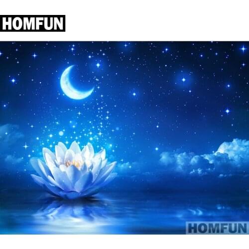 HOMFUN Full Square/Round Drill 5D DIY Diamond Painting "Moon lotus" Embroidery Cross Stitch 5D Home Decor Gift A01762
