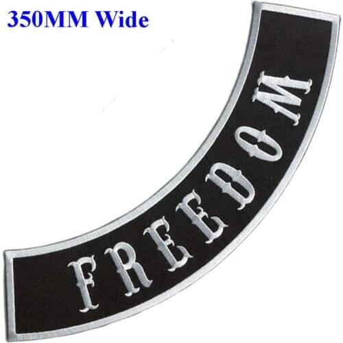 3 colors 350mm wide FREEDOM motorcycle biker patches iron on embroidered patches for jackets clothing embroidery rocker patches
