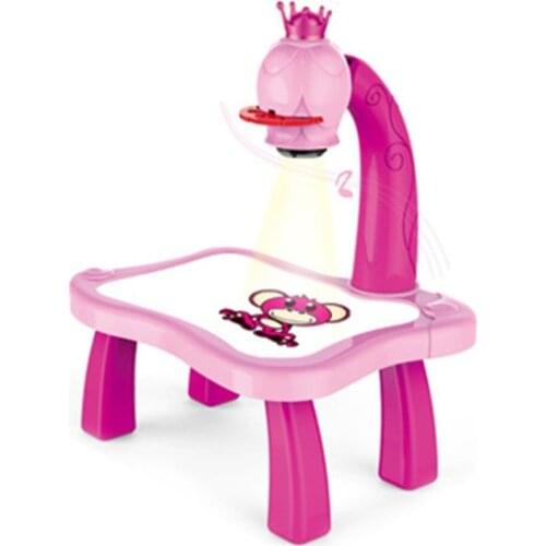 Kids Learn Desk With Smart Projector Painting Learning Table Toy With Light Music Children Educational Drawing Table Girls Gift