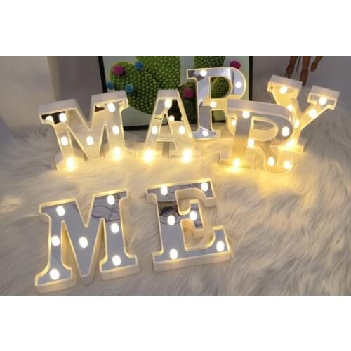 Home Decor White Letter Wedding Decor sign English Letter Ornaments 0-9 Number LED Light Birthday Party Valentine Decor