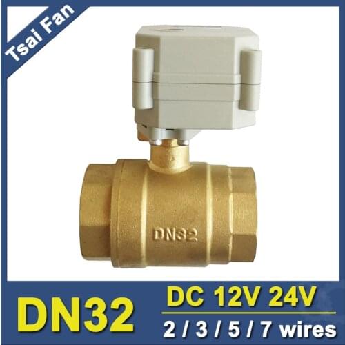 2/3/5/7 Wires Electric Actuated Valve, 2 Way 1-1/4" DN32 Brass Electric Motorized Valve 29mm Bore 1.0Mpa For Water Application