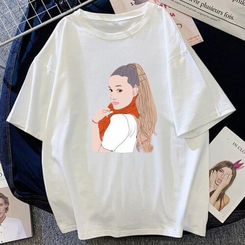 Ariana Grande T Shirt Women Cotton Tops Summer Casual Tshirt Harajuku Kawaii Vintage Female Vogue Short-sleev Black White Tee