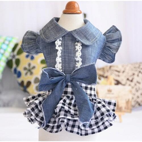Pet Splicing Dress Dog Clothes Doll Collar Spring Summer Cake Cat Skirt For Small Dogs Poodle Yorkie Bowknot Lady Puppy Clothing