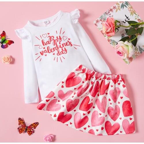 Toddler Girl Valentine Top & Skirt Set