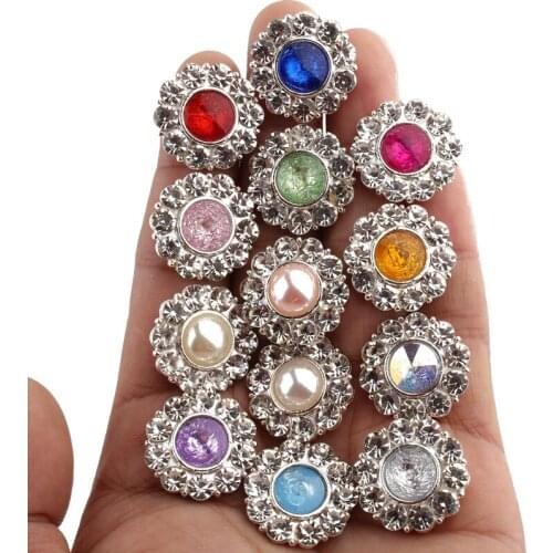 50PCS 22mm Newborn Round Silver Crystal Button For Wedding Decoration Rhinestone Buttons For Dress Clothes Embellishments