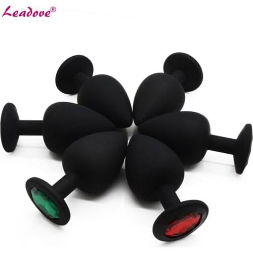 Small Size Silicone Jewelry Anal Butt Plugs Anal Trainer Toys Anal Plated Rhinestone Sexy Stopper Adult Games for Couple GS0009