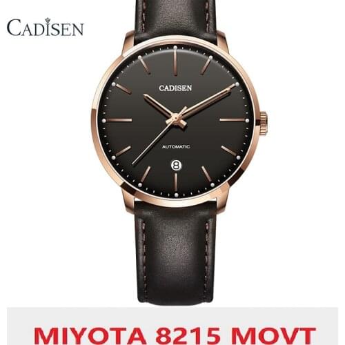 CADISEN Sapphire Dial Men Watches MIYOTA 8215 Movt Watch Automatic Mechanical 316 Steel Clock Leather Wristwatch Relojes Hombre