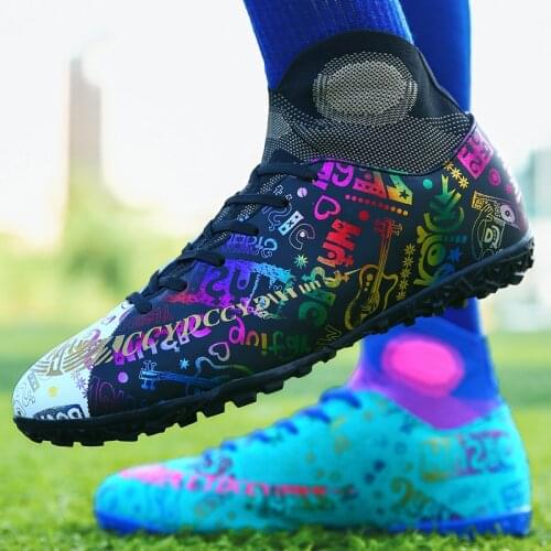 ZHENZU Men Boys High Ankle Football Boots Soccer Shoes Kids Cleats Training Sport Sneakers Size 35-46 Dropshipping