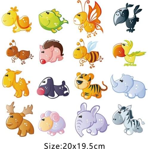 Colorful Animal Iron-on Transfers Patches For Clothing Vinyl Thermo Stickers Applique Diy Thermotransfer Stripes Clothes Badges