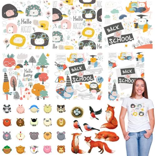 Owl Animals birds patterns cute cats dogs Cheap Patches for clothing Applique on Clothes Washable Thermal transfer printing