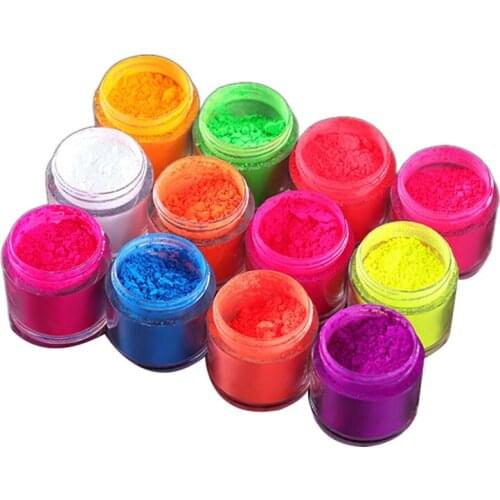 Neon Phosphor Powder Nail Glitter Powder 12 Colors/Set Dust Luminous PiG Ment Fluorescent Powder Nail Glitter Glow in the Dark
