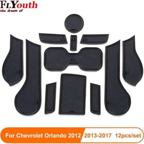 Anti-Slip Gate Slot Cup Mat For Chevrolet Orlando 2012 2013-2017 Interior Non-slip mat Accessories Door Pad 12pcs Car Styling