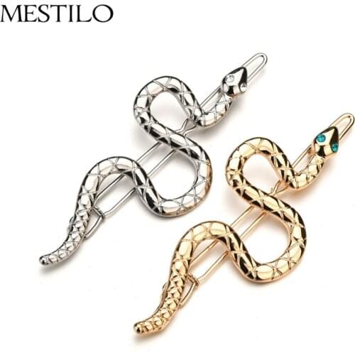 MESTILO New Trendy Punk Snake Shape Crystal Hair Clip Fashion Headdress Hair Pins Jewelry For Women Hair Barrette Accessories
