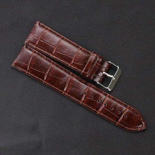 22 mm Retro Watch Strap Replacement Watch Band Woven Pattern brown Soft Leather with Stainless Steel Buckle High Quality