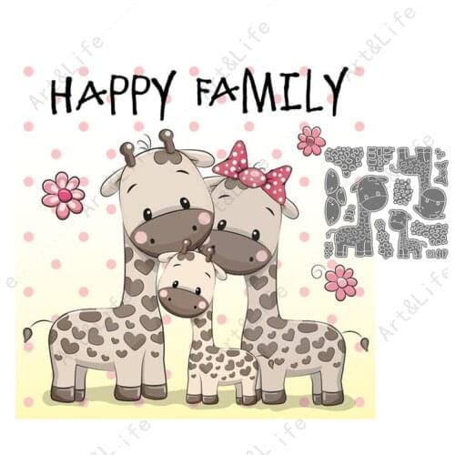 Happy Family Cute Deer New Metal Cutting Dies Stencils for Making Scrapbooking Album Birthday Card Embossing Cut Dies I LOVE YOU