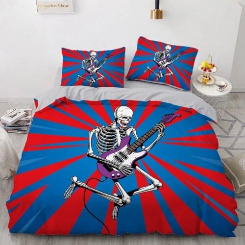 Simple Bedding Sets 3D Rock Skull Duvet Quilt Cover Set Comforter Bed Linen Pillowcase King Queen Full Double Home Texitle