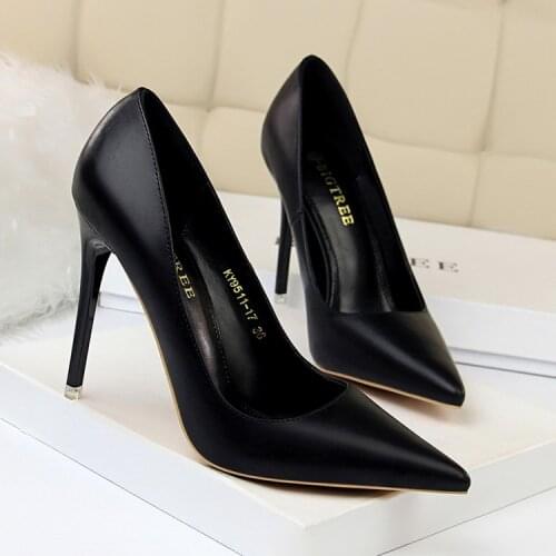 New Fashion Autumn Heels Shoes Women High heel Pink Pumps Point Office Heeled Matt Point Elegant Sweet Pointy sexy Female Shoes