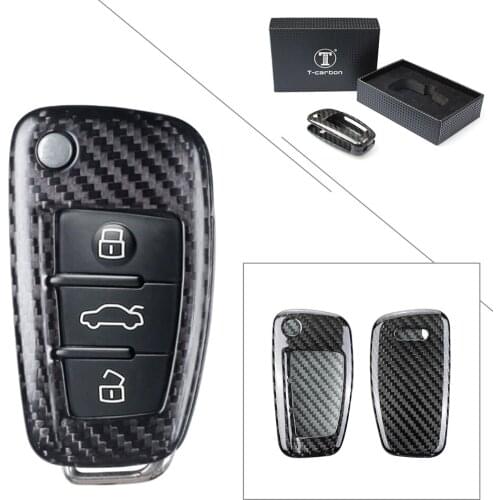 Flip Remote Folding Car Key Cover Fob Case Shell Carbon Fiber Replacement For Audi A6 TT A3 Q3 A1 A4 Q7 S3