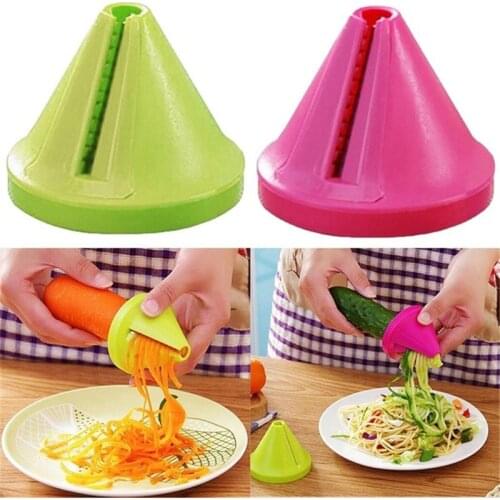2 Color Kitchen Gadget Funnel Vegetable Carrot Radish Cutter Shred Slicer Spiral Device