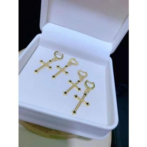 Womens High Quality Classic Cross shape jewelry accessories Earrings，gold inlaid with high quality zirco