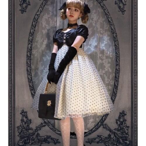 Sweet Lolita Dress Daily French Retro Polka Dot Princess Vintage Elegant Dress Victorian Gothic Baby Doll Dresses For Woman Girl