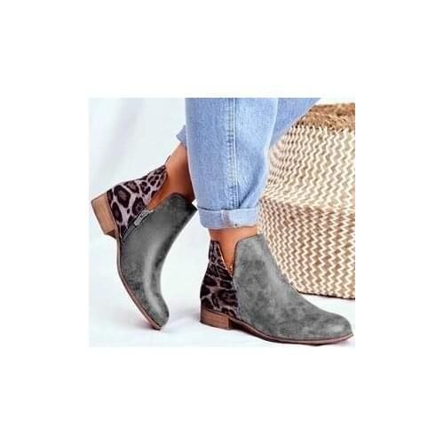 2020 Womens Boots Fashion Casual Ladies Boots Suede Leather Zipper Ankle Boots Square Heel Zipper Motorcycle Boots for Femme